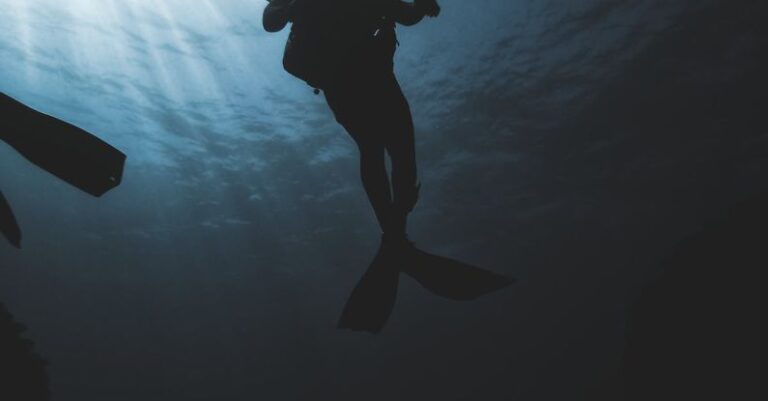 Swim Gear - Silhouette of scuba diver underwater